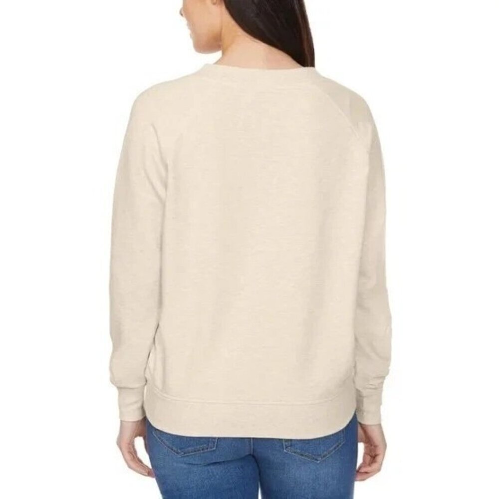 Buffalo David Bitton Women's L Beige V-Neck Long Sleeve Pullover Top L1213 - Picture 2 of 10